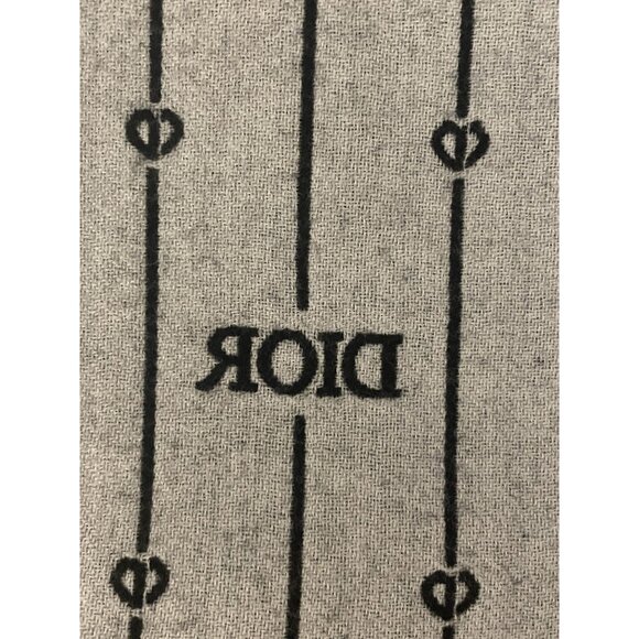 Christian Dior Black Wool Scarf W/ Monogram Pattern & Fringe - Picture 5 of 8